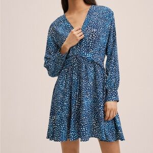 Mango V-‎ Neck Blue Dress Size 6